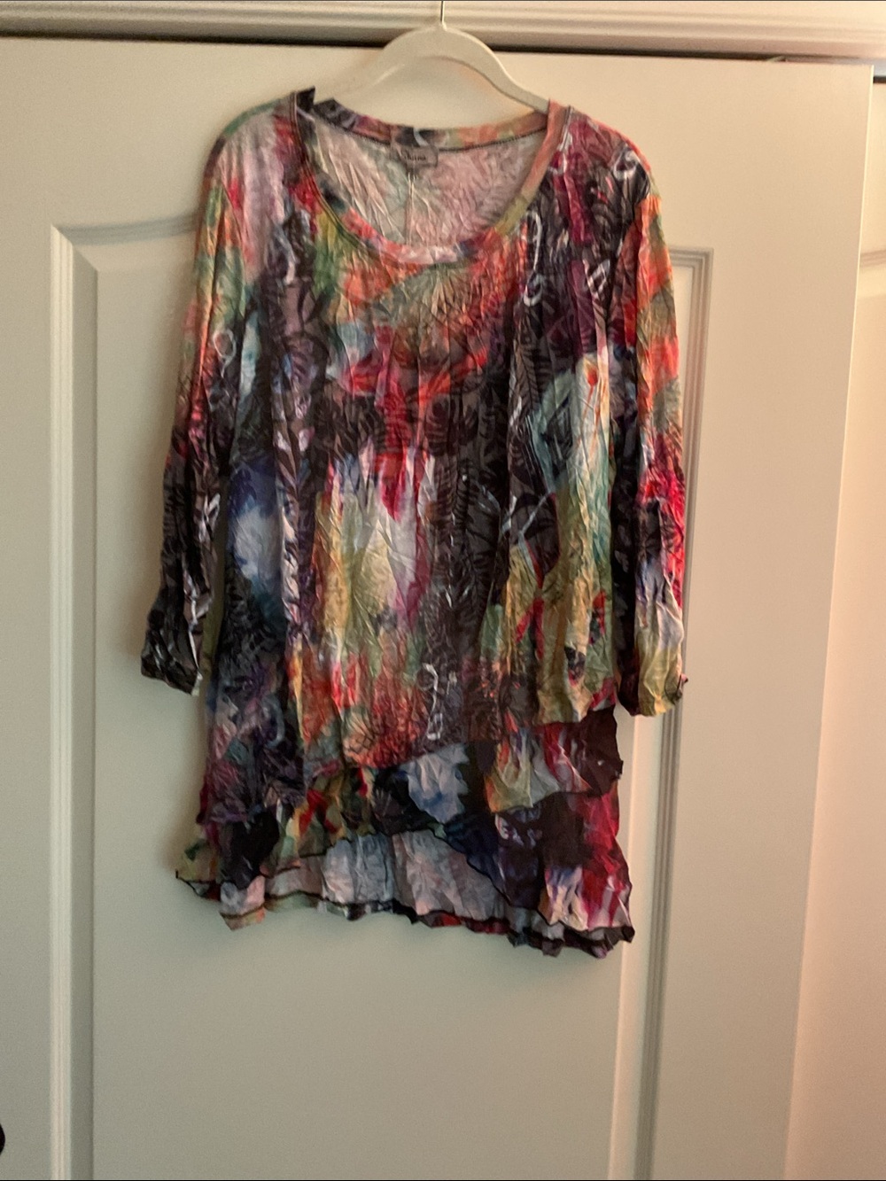 Women's Multicolor Layered Ruffle Tunic Top